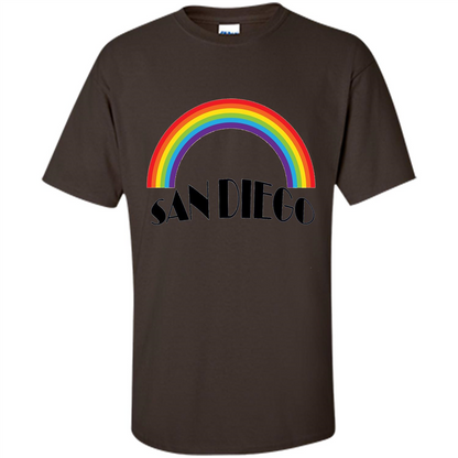 LGBTQ. San Diego LGBT Pride Rainbow T-shirt Dark Chocolate