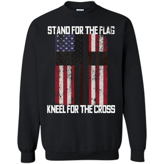 American T-shirt Stand For The Flag Kneel For The Cross Black