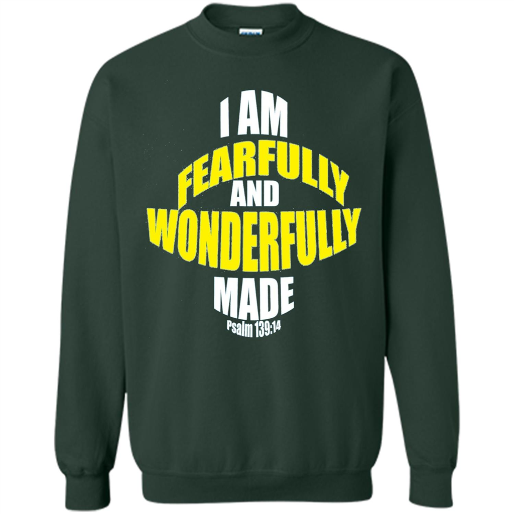 Fearfully And Wonderfully Made Christian T-Shirt Forest Green