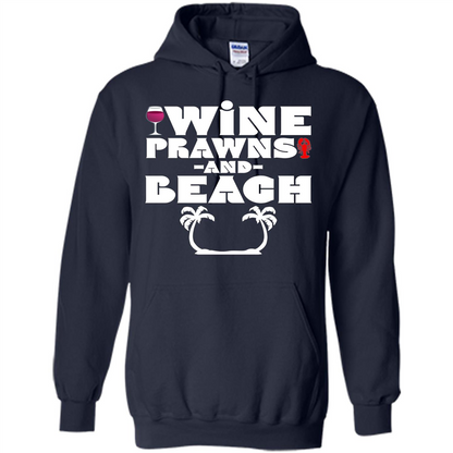 Wine Summer Time With Beach And Prawns T-Shirt Navy