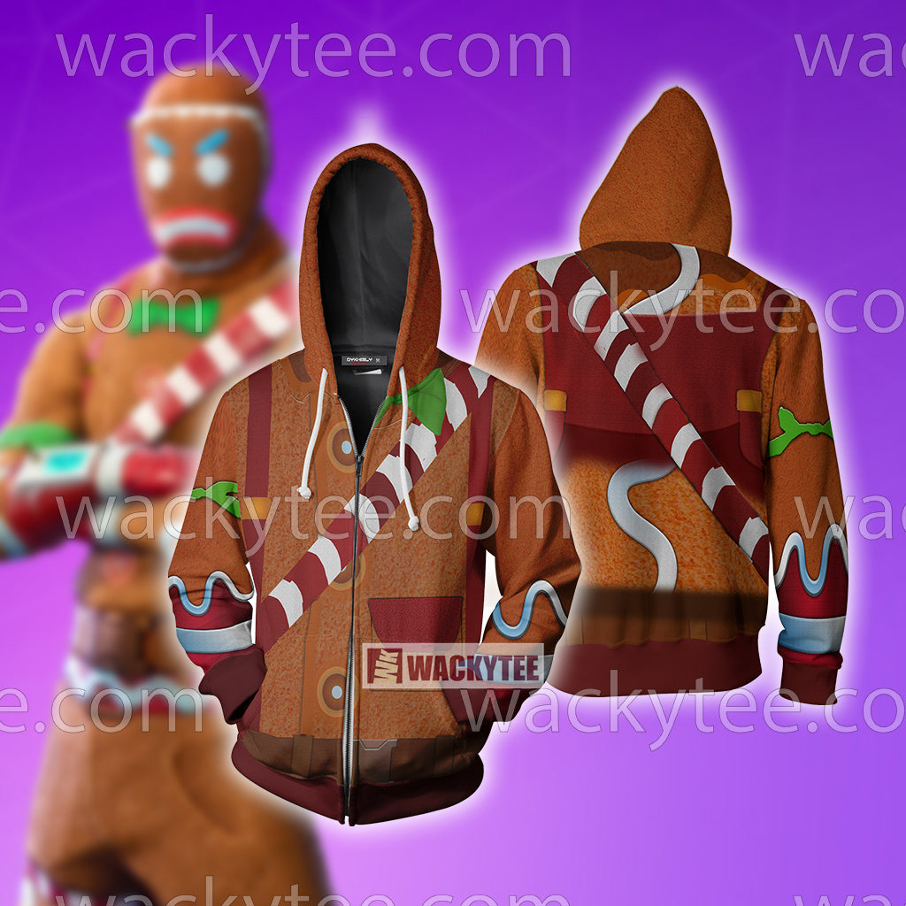 Fortnite Gingerbread Skin Cosplay Zip Up Hoodie Jacket