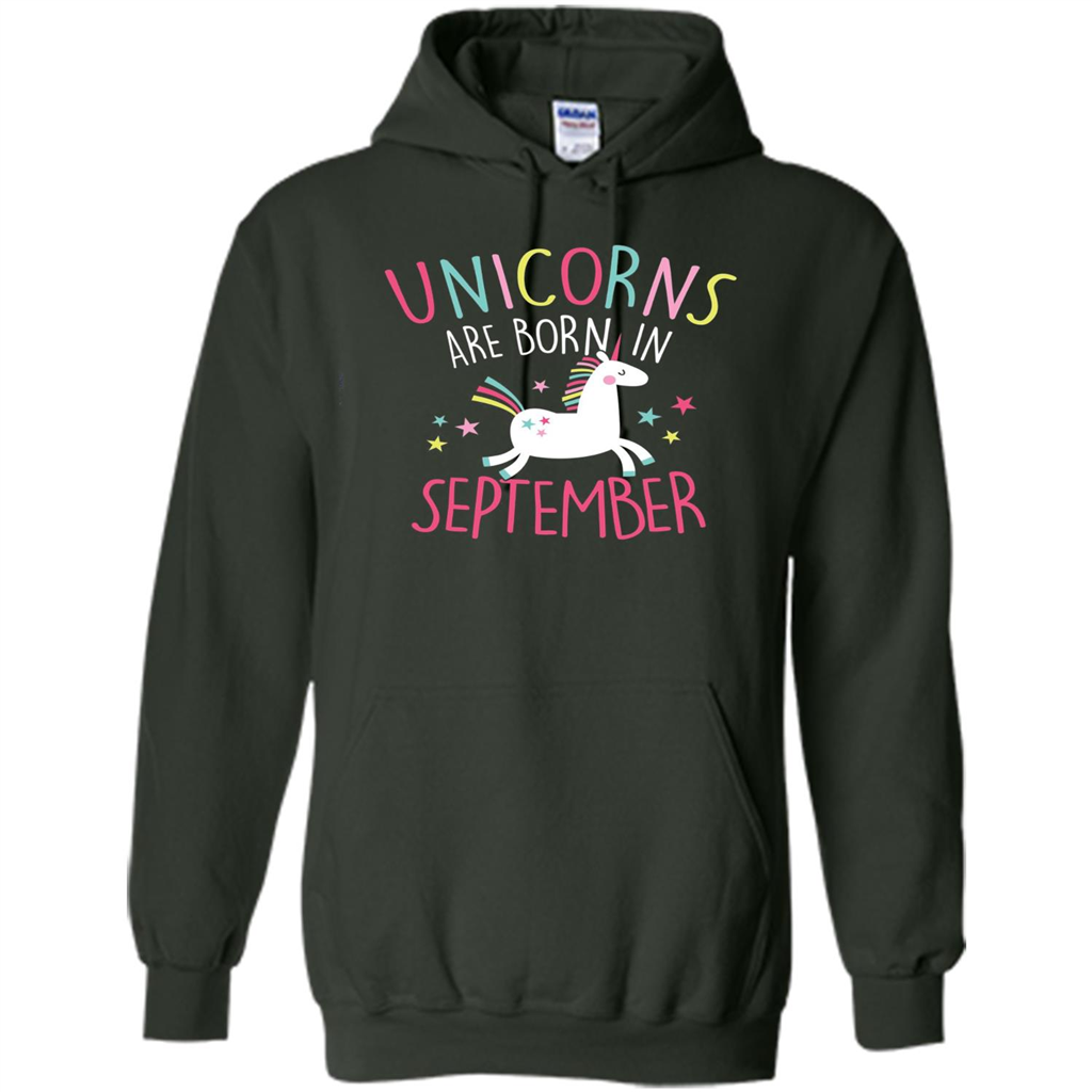 Unicorns Are Born In September Birthday T-Shirt Forest Green