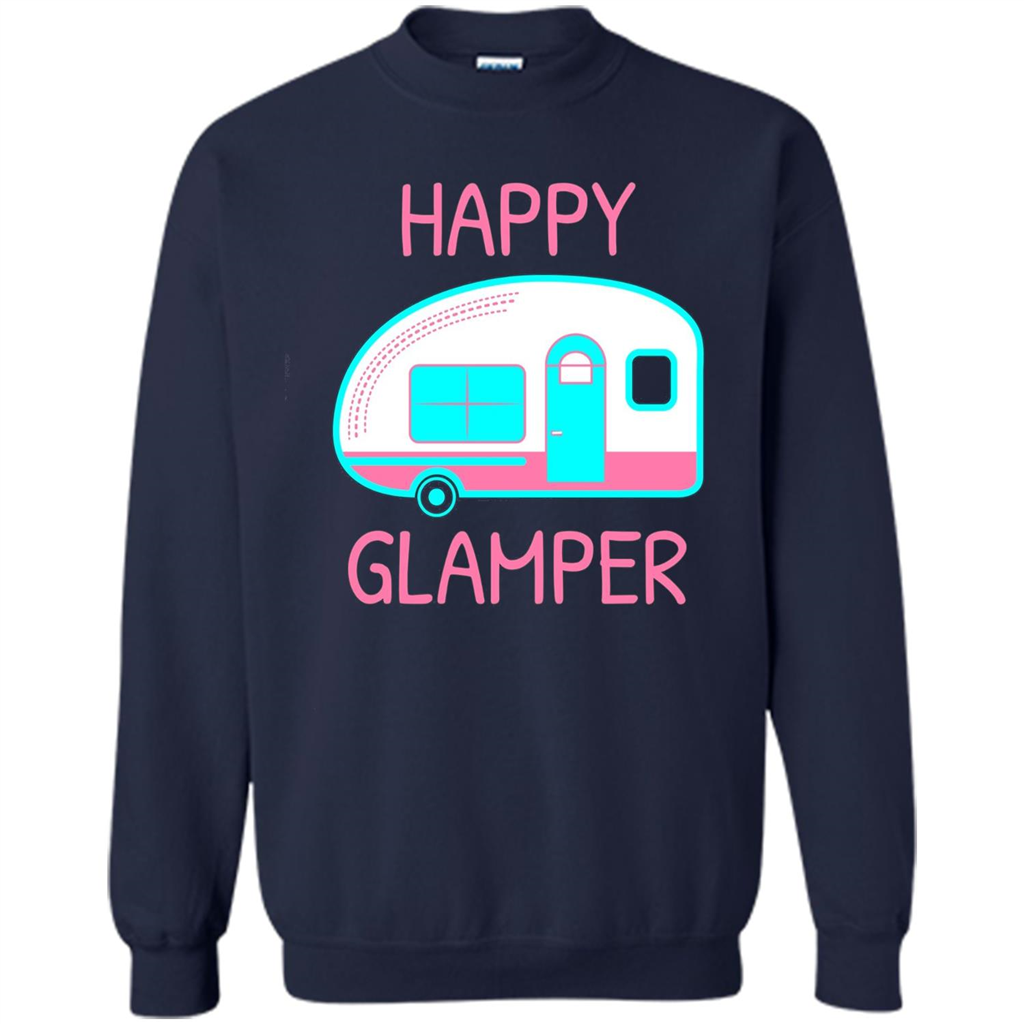 Happy Glamper - Glamping Camping Gift Idea T-Shirt Navy