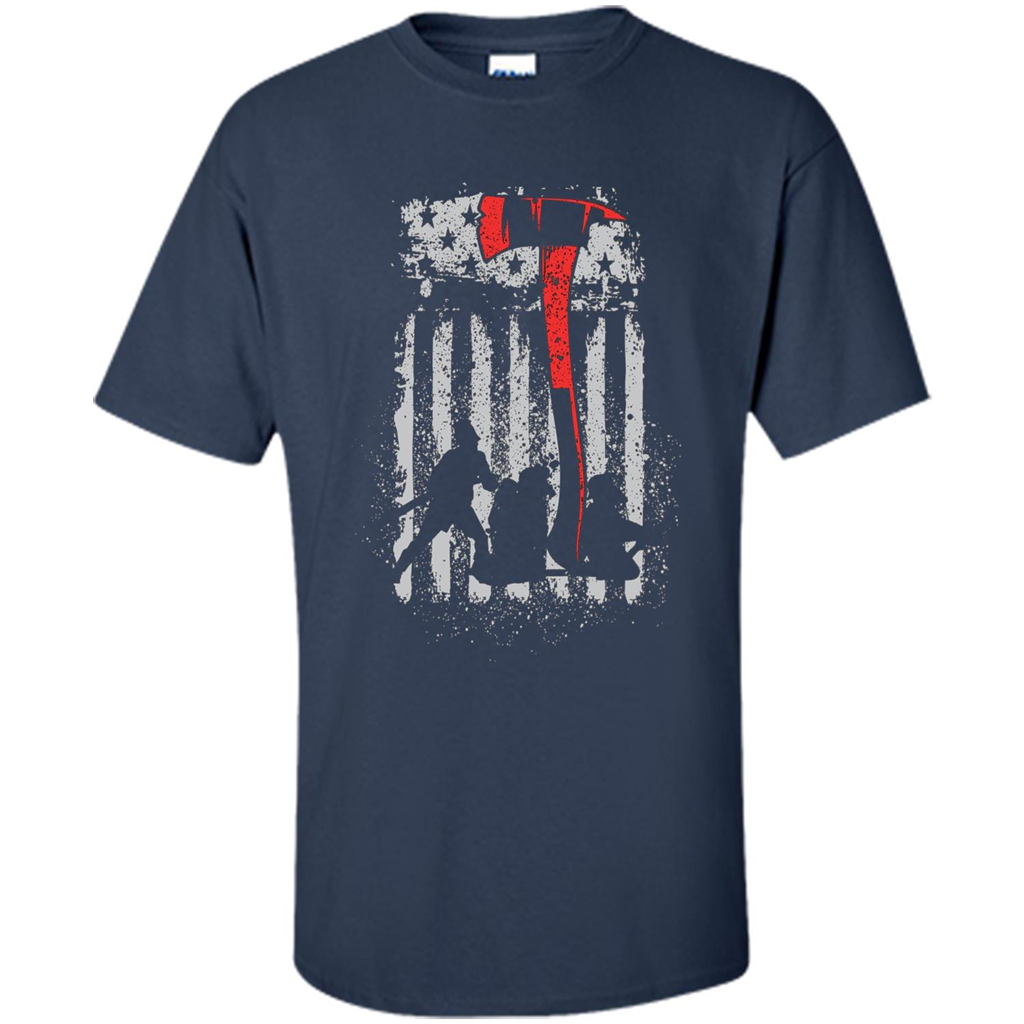 Firefighter With US Flag T-shirt Navy
