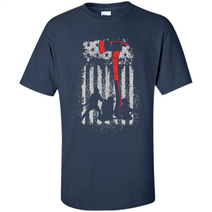 Firefighter With US Flag T-shirt Navy