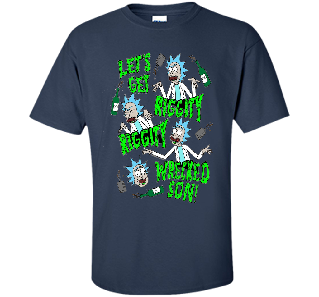 Rick &amp; Morty Riggity Riggity Wrecked shirt Navy