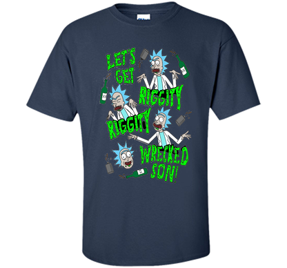 Rick &amp; Morty Riggity Riggity Wrecked shirt Navy