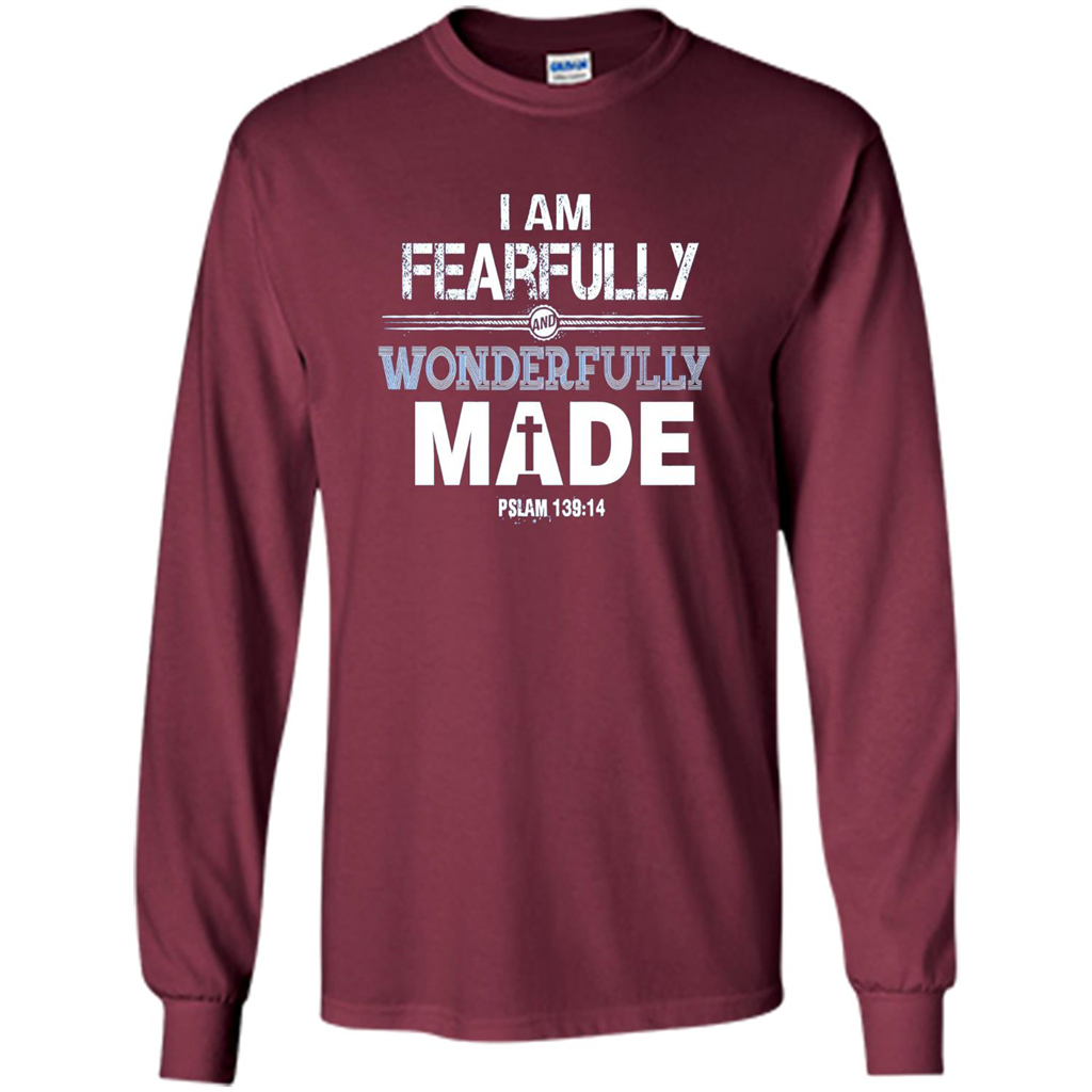 Christian T-shirt I Am Fearfully And Wonderfully Made Maroon