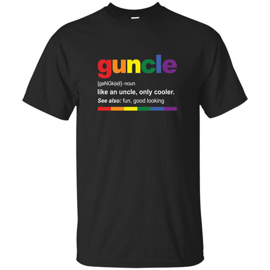 Mens Rainbow Guncle Definition T-Shirt Funny Gift For Gay Uncle Black