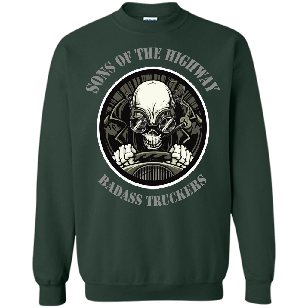 Trucker T-shirt Sons Of The Highway Badass Truckers T-shirt Forest Green