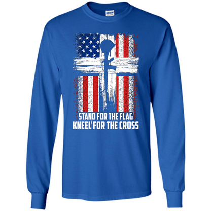 Military T-shirt Stand For The Flag Kneel For The Cross T-Shirt Royal