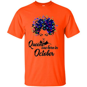 Queens Are Born In October Proud Black Woman Butterfly T-shirt