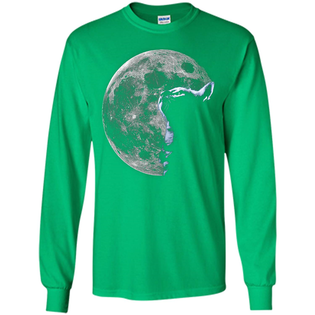Cat Lover T-shirt Cat And Moon Irish Green