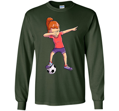 Soccer Dabbing Girl Dab Dance T-shirt Funny Football Tee shirt Forest Green