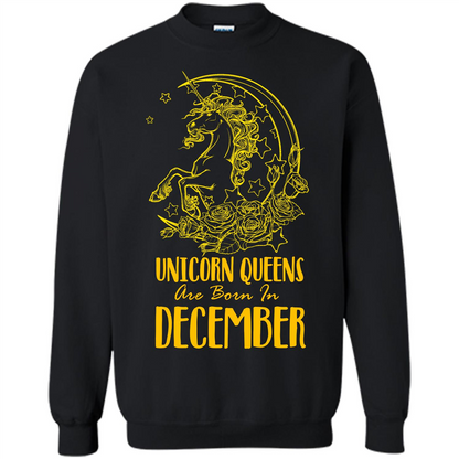 December Unicorn T-shirt Unicorn Queens Are Born In December Black