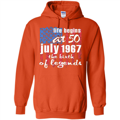 Life Begins At 50 T-shirt July 1967 The Birth Of Legends T-shirt Orange