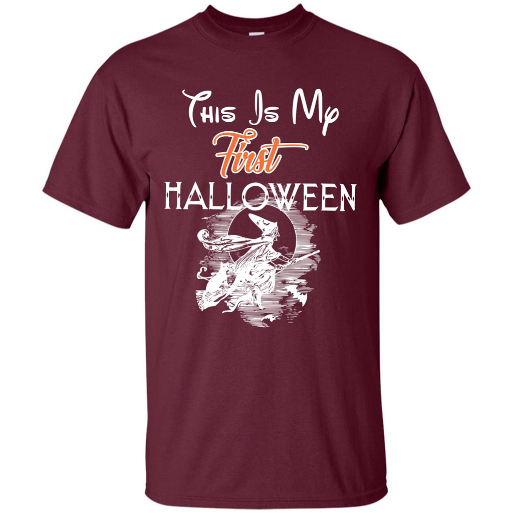 Halloween T-shirt This Is My First Halloween Maroon