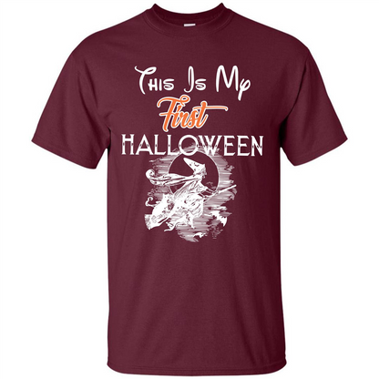 Halloween T-shirt This Is My First Halloween Maroon