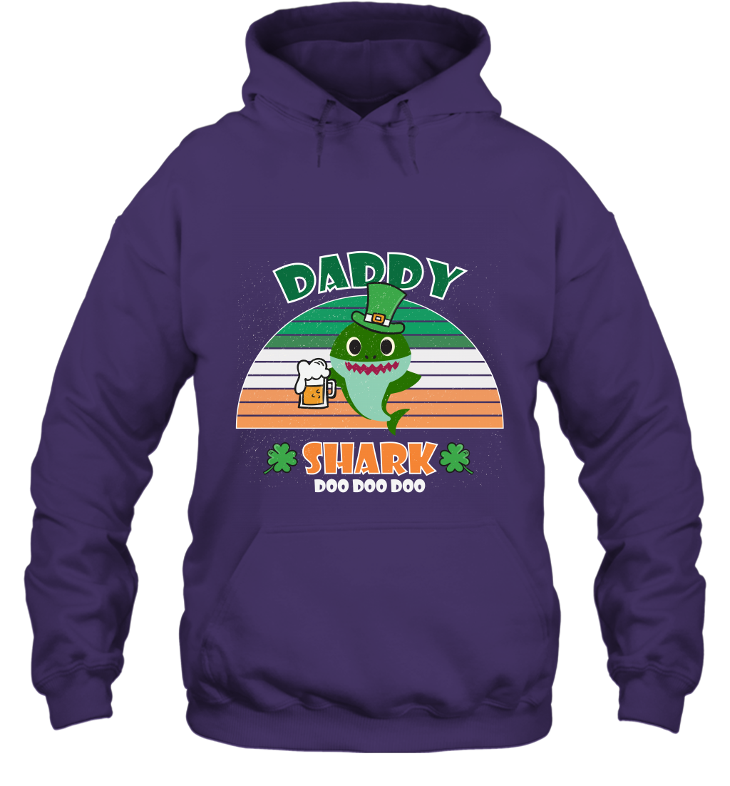 Irish Daddy Shark Saint Patricks Day Family Shirt Hoodie Purple