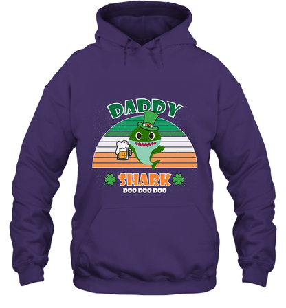 Irish Daddy Shark Saint Patricks Day Family Shirt Hoodie Purple