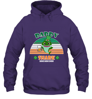 Irish Daddy Shark Saint Patricks Day Family ShirtUnisex Heavyweight Pullover Hoodie