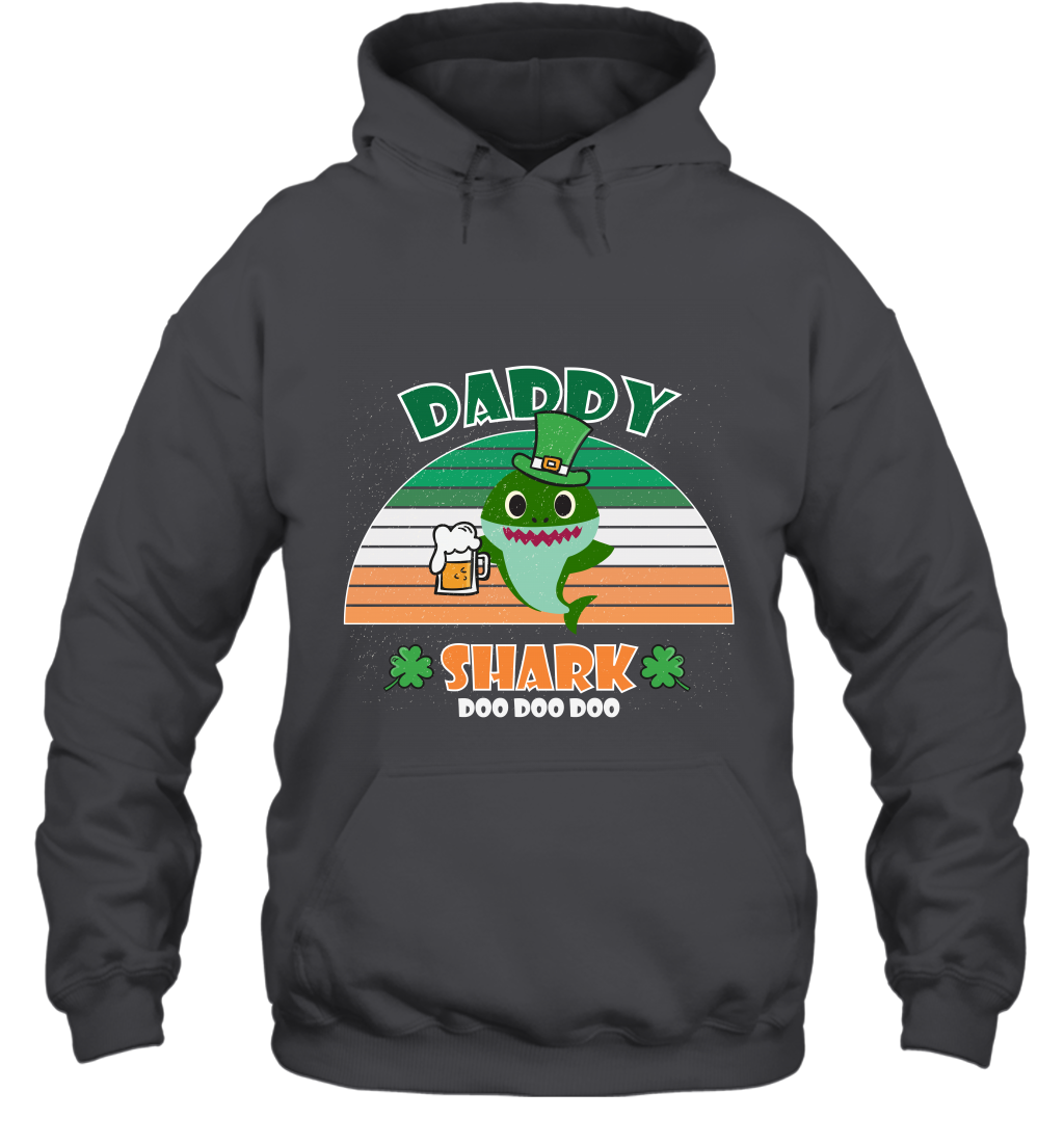 Irish Daddy Shark Saint Patricks Day Family Shirt Hoodie Dark Heather