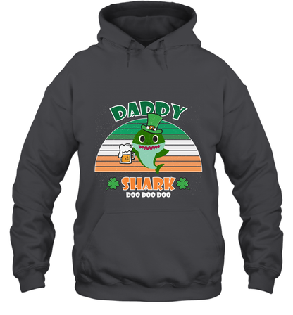 Irish Daddy Shark Saint Patricks Day Family Shirt Hoodie Dark Heather