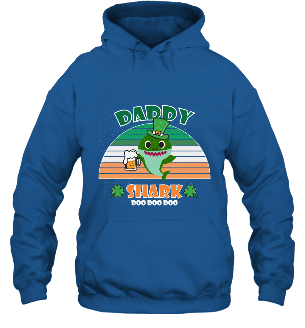 Irish Daddy Shark Saint Patricks Day Family Shirt Hoodie Royal
