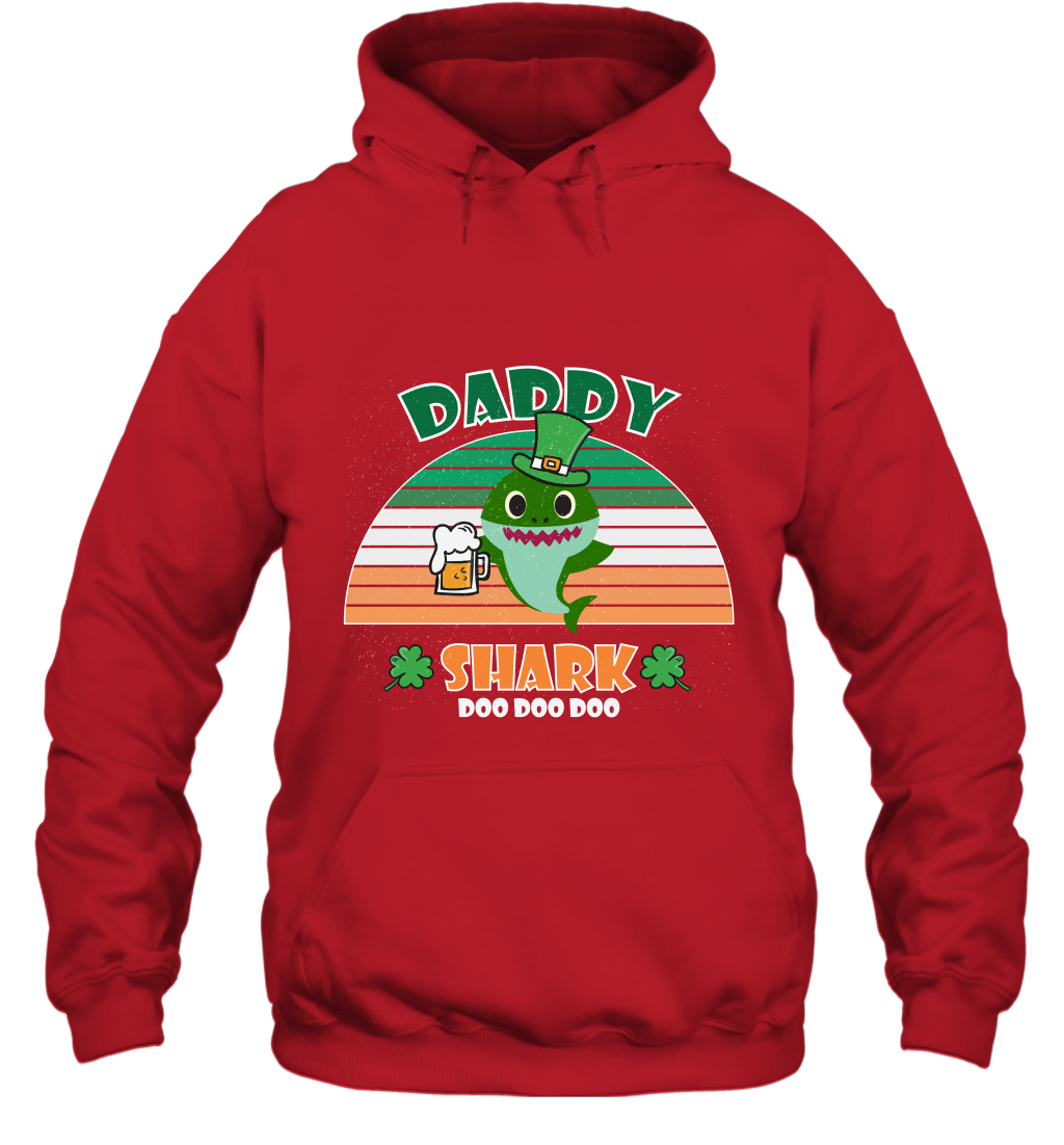 Irish Daddy Shark Saint Patricks Day Family Shirt Hoodie Red