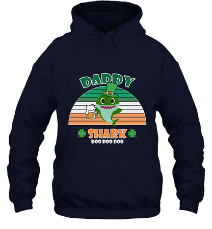 Irish Daddy Shark Saint Patricks Day Family Shirt Hoodie Navy
