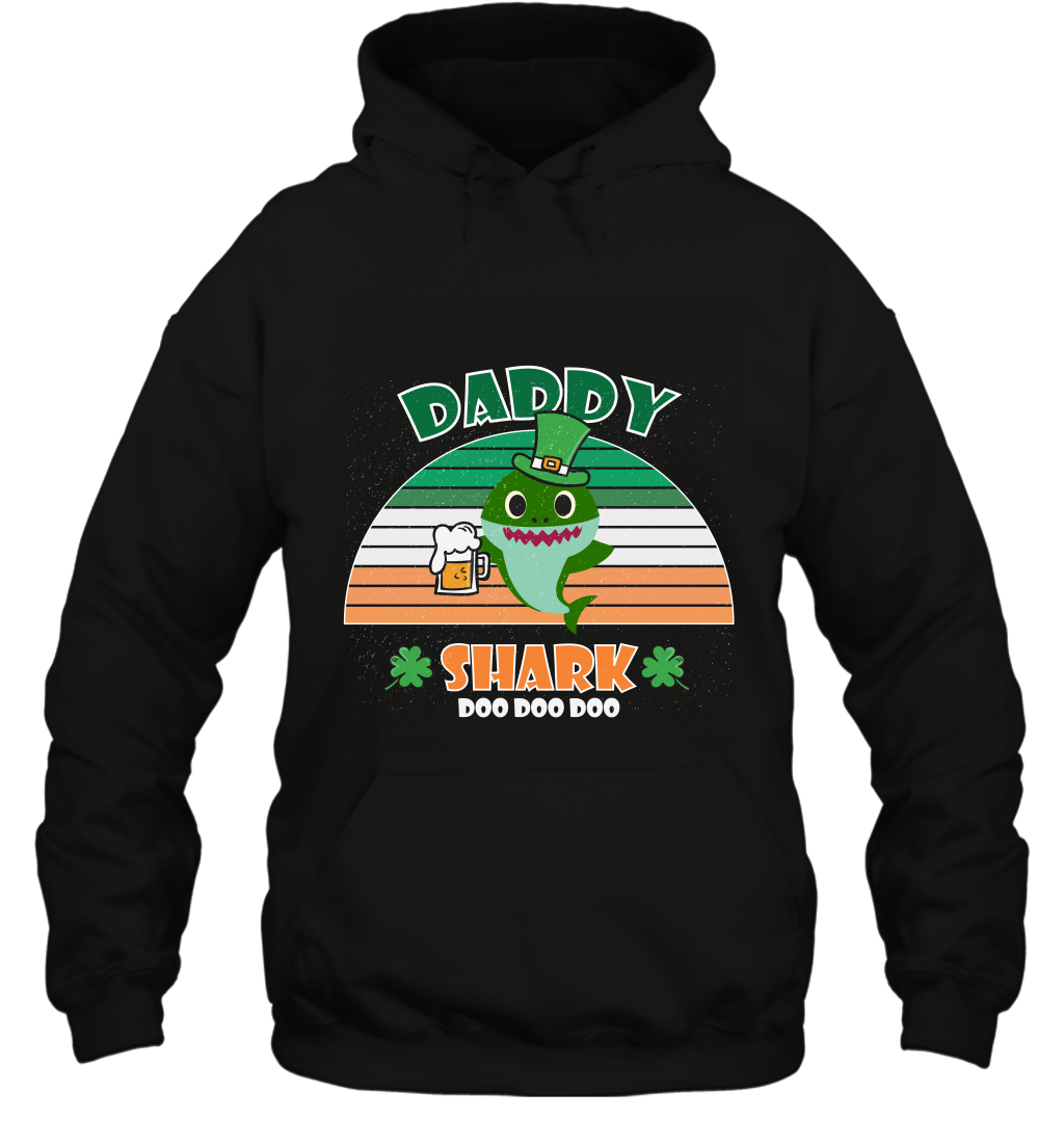 Irish Daddy Shark Saint Patricks Day Family Shirt Hoodie Black