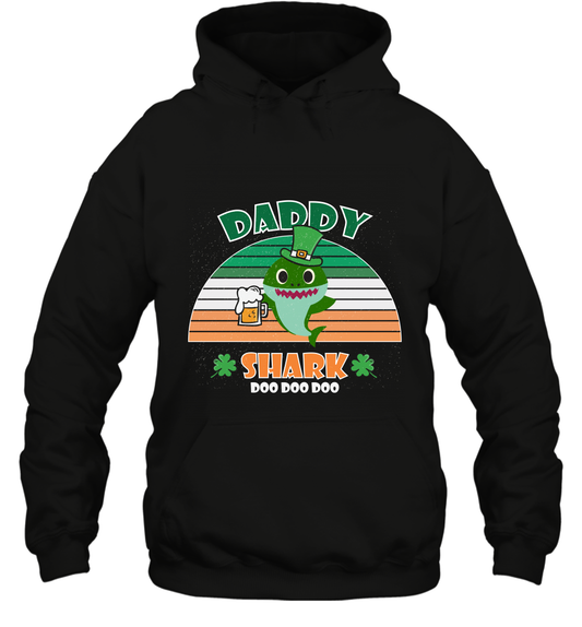Irish Daddy Shark Saint Patricks Day Family Shirt Hoodie Black