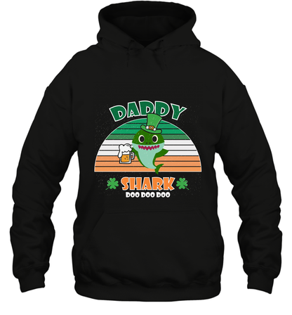 Irish Daddy Shark Saint Patricks Day Family Shirt Hoodie Black