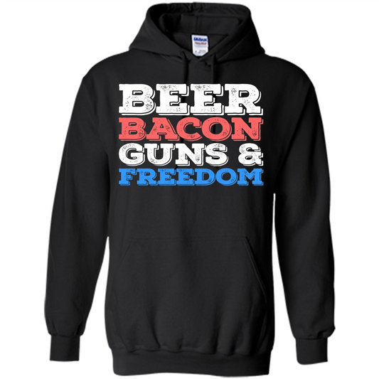 Beer Bacon Guns And Freedom T-Shirt Fourth of July Gift Black