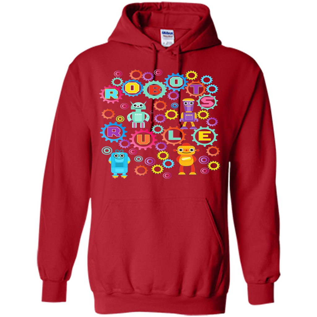 Robots Rule T-shirt Red