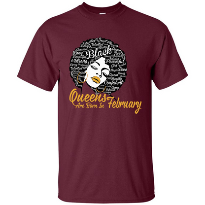 Queen Are Born In February T-shirt Maroon