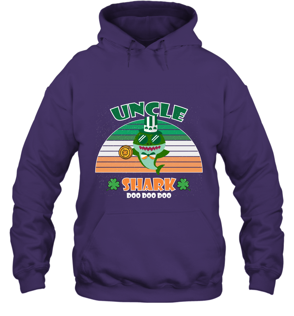 Irish Uncle Shark Saint Patricks Day Family Shirt Hoodie Purple