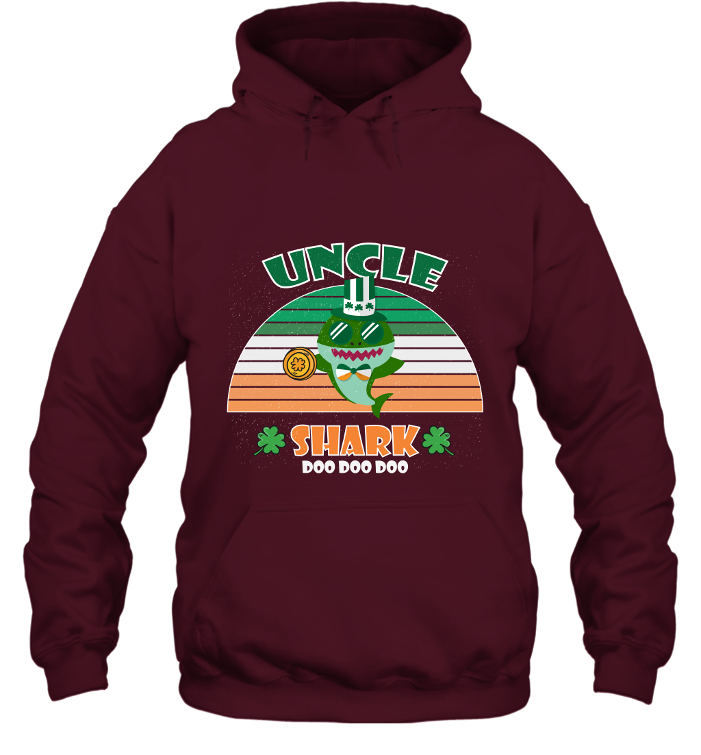 Irish Uncle Shark Saint Patricks Day Family Shirt Hoodie Maroon