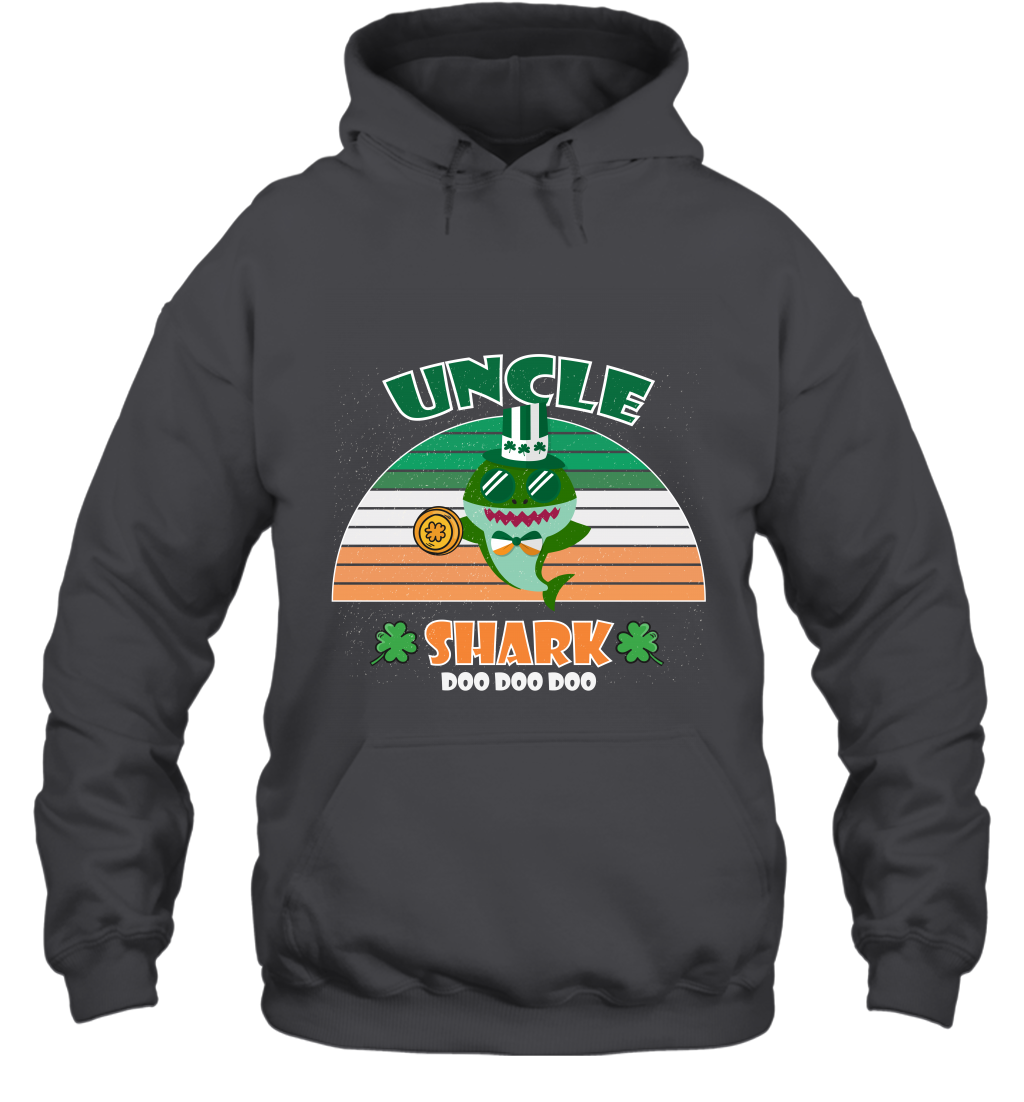 Irish Uncle Shark Saint Patricks Day Family Shirt Hoodie Dark Heather