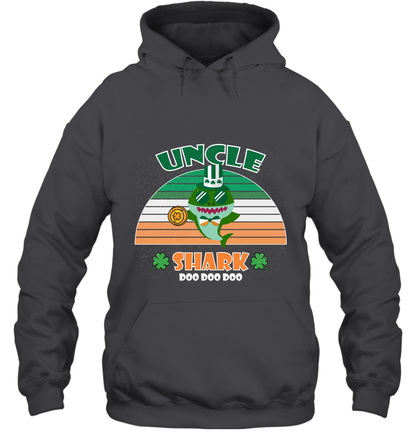 Irish Uncle Shark Saint Patricks Day Family Shirt Hoodie Dark Heather