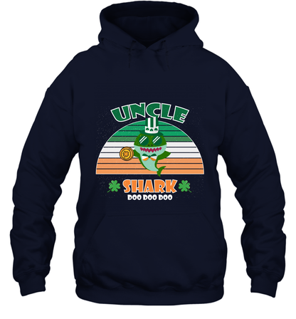 Irish Uncle Shark Saint Patricks Day Family Shirt Hoodie Navy