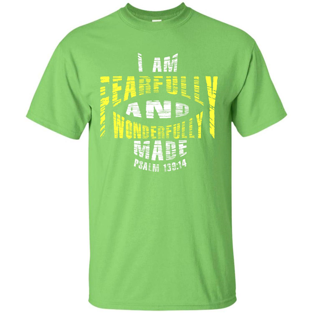 Christian T-shirt I Am Fearfully And Wonderfully Made Psalm Lime