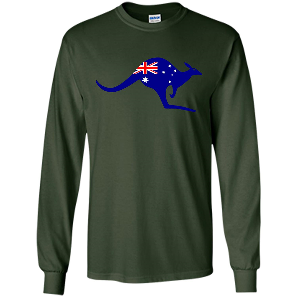 Australian Flag Kangaroo T-shirt Australia Vacation T-shirt Forest Green