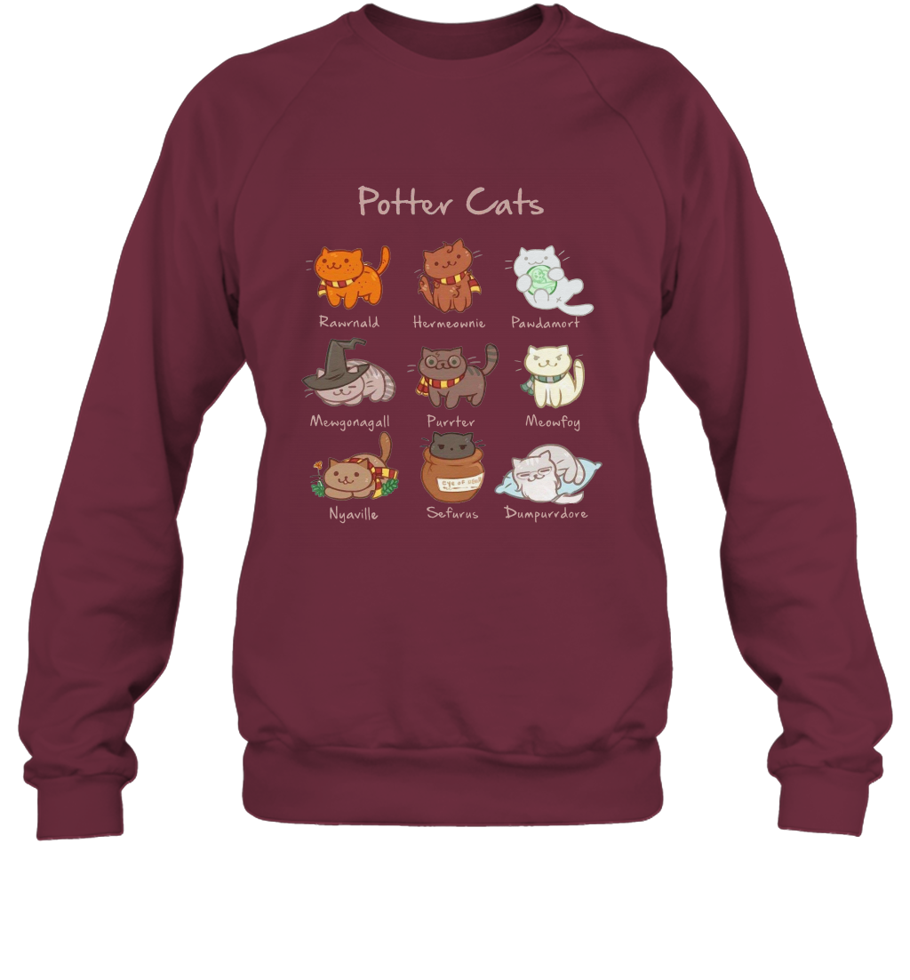 Potter Cats Harry Potter Fan Sweatshirt Sweatshirt Maroon