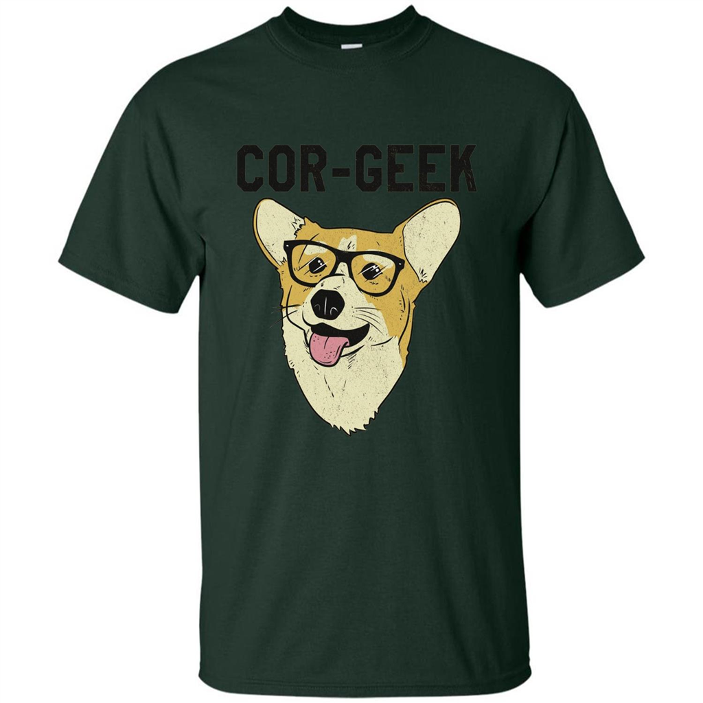 Cor-Geek Funny Corgi Nerd T-shirt Forest Green