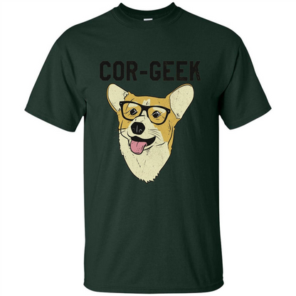 Cor-Geek Funny Corgi Nerd T-shirt Forest Green