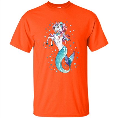 Unicorn Mermaid Mermicorn Cute T-Shirt Orange