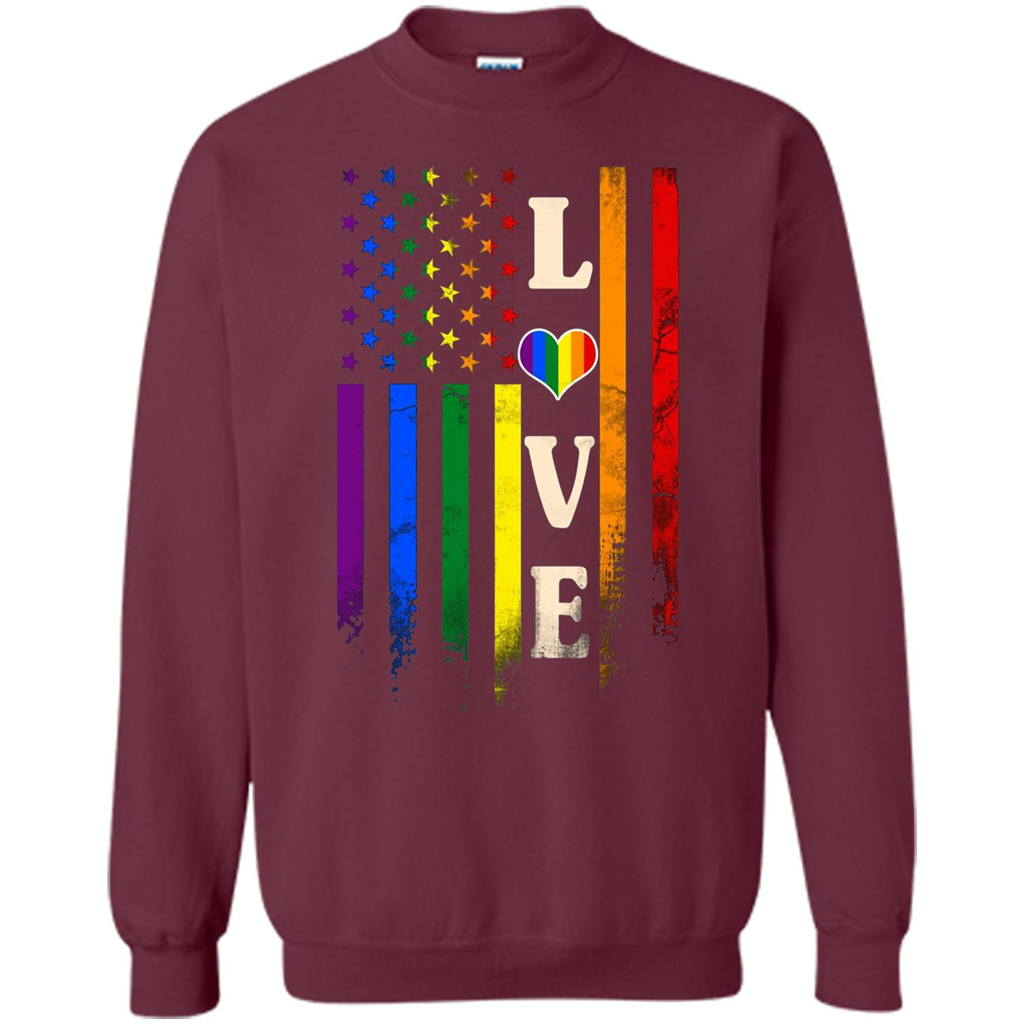 LGBTQ Pride T-shirt Love Rainbow Heart Flag Maroon