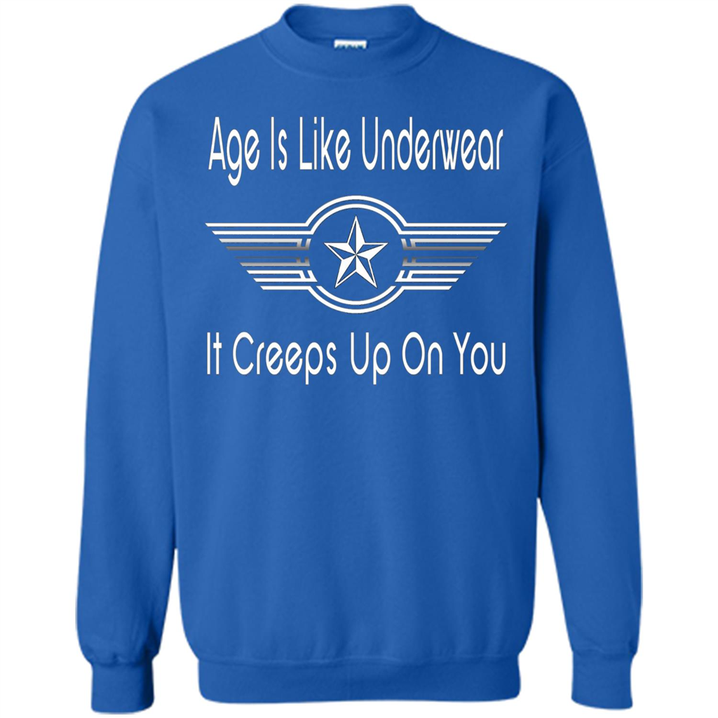 Funny Birthday T-shirts Age Is Like Underwear It Creeps Up On You Royal