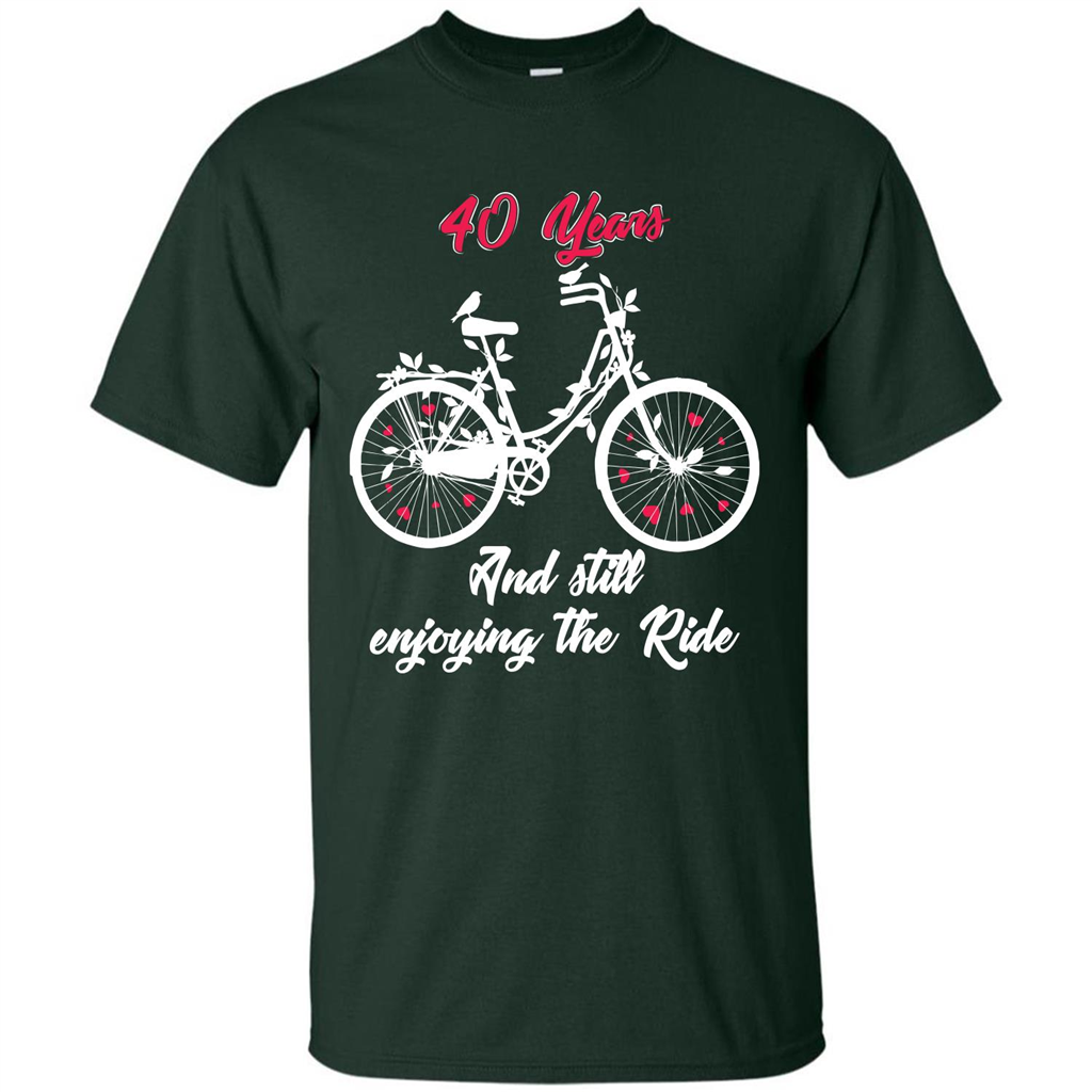 Anniversary T-shirt 40 Years And Still Enjoying The Ride Forest Green